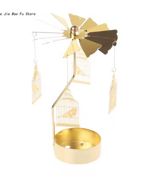 Draaiende Metalen Kaarshouder – Decoratieve Theelichthouder voor Tafel en Woondecoratie