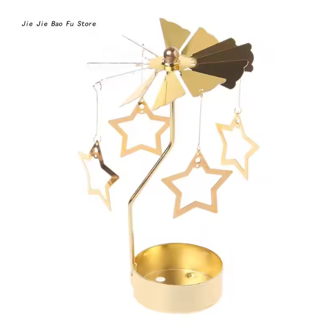 Draaiende Metalen Kaarshouder – Decoratieve Theelichthouder voor Tafel en Woondecoratie