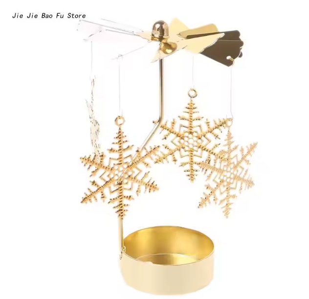 Draaiende Metalen Kaarshouder – Decoratieve Theelichthouder voor Tafel en Woondecoratie