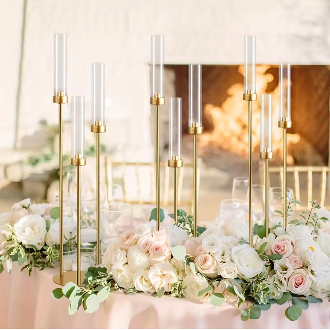 5-Armige Gouden Kandelaar – Luxe Kandelaar voor Bruiloft en Tafeldecoratie