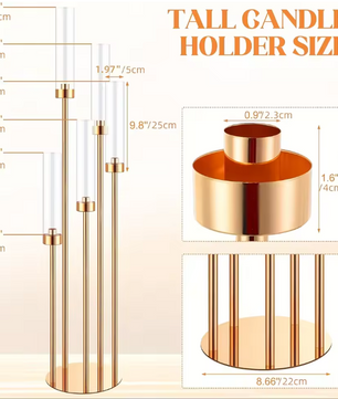 5-Armige Gouden Kandelaar – Luxe Kandelaar voor Bruiloft en Tafeldecoratie