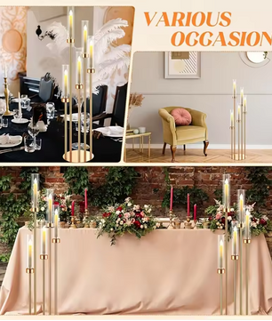 5-Armige Gouden Kandelaar – Luxe Kandelaar voor Bruiloft en Tafeldecoratie