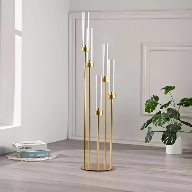 5-Armige Gouden Kandelaar – Luxe Kandelaar voor Bruiloft en Tafeldecoratie