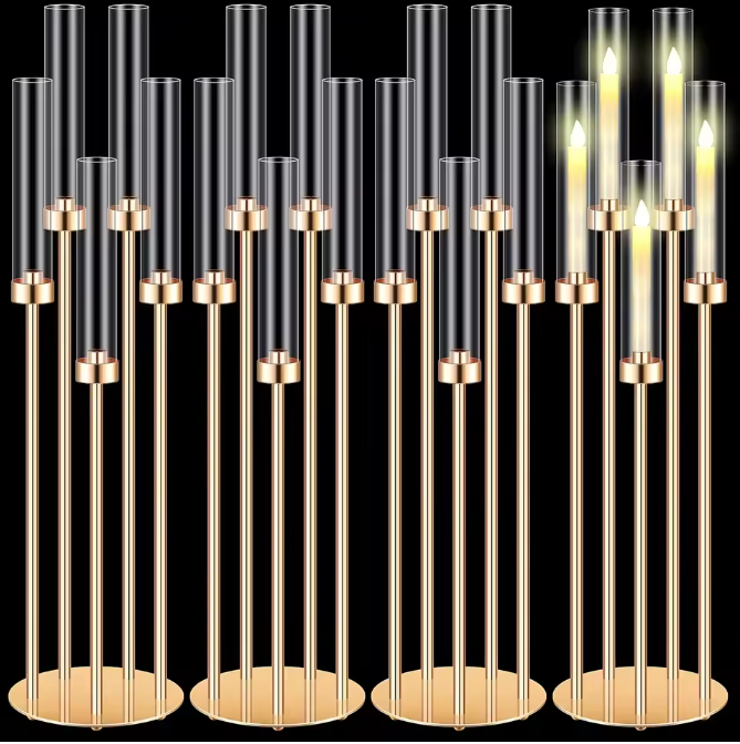 5-Armige Gouden Kandelaar – Luxe Kandelaar voor Bruiloft en Tafeldecoratie