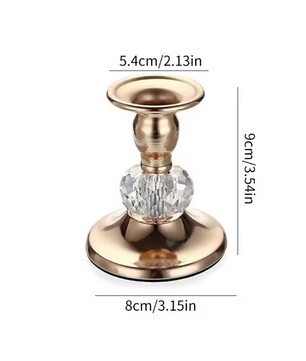 Metalen Kristallen Kandelaar – Elegante Tafelkandelaar voor Diner en Woondecoratie