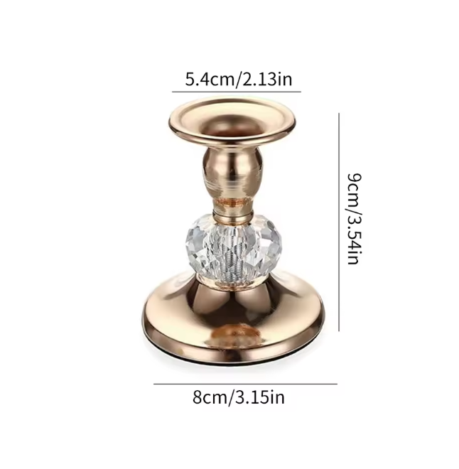 Metalen Kristallen Kandelaar – Elegante Tafelkandelaar voor Diner en Woondecoratie