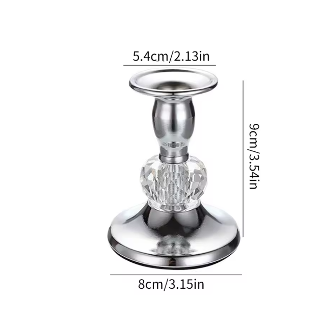 Metalen Kristallen Kandelaar – Elegante Tafelkandelaar voor Diner en Woondecoratie