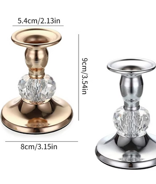 Metalen Kristallen Kandelaar – Elegante Tafelkandelaar voor Diner en Woondecoratie