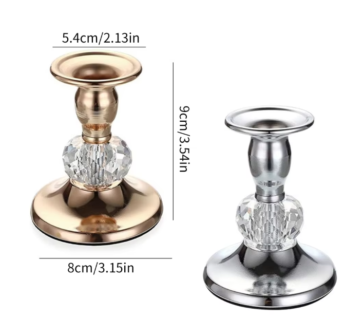 Metalen Kristallen Kandelaar – Elegante Tafelkandelaar voor Diner en Woondecoratie