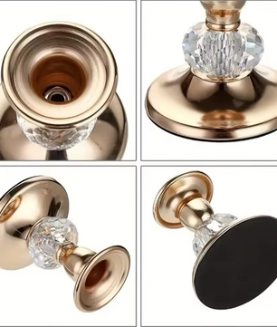 Metalen Kristallen Kandelaar – Elegante Tafelkandelaar voor Diner en Woondecoratie