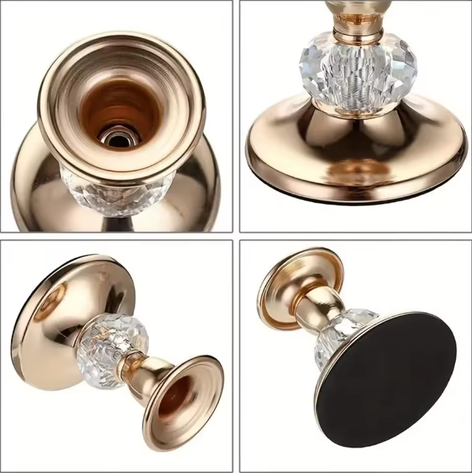 Metalen Kristallen Kandelaar – Elegante Tafelkandelaar voor Diner en Woondecoratie