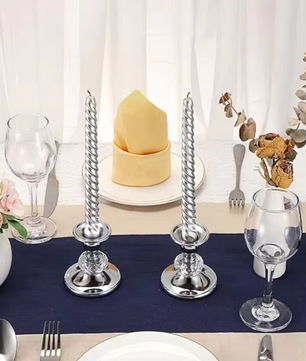 Metalen Kristallen Kandelaar – Elegante Tafelkandelaar voor Diner en Woondecoratie