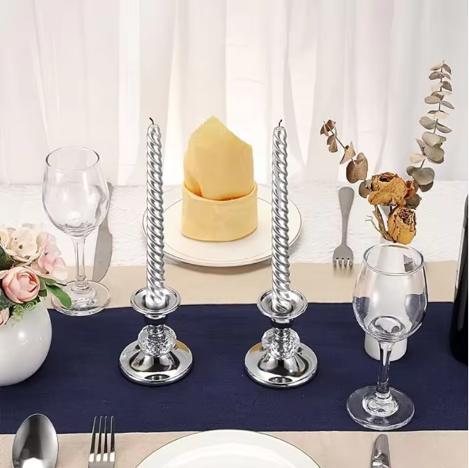 Metalen Kristallen Kandelaar – Elegante Tafelkandelaar voor Diner en Woondecoratie