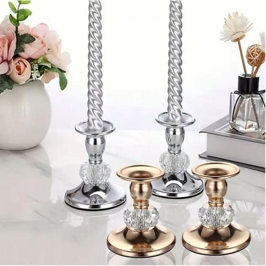 Metalen Kristallen Kandelaar – Elegante Tafelkandelaar voor Diner en Woondecoratie
