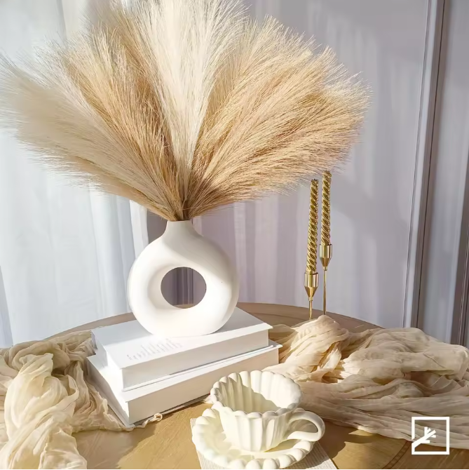Set van 6 Kunstmatige Pampas Gras Takken – Decoratieve Droogbloemen voor Woondecoratie