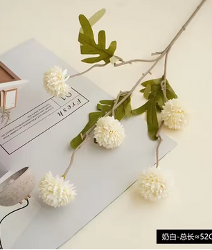 Kunst Pompon Chrysanten Tak – Faux Zijde Mini Bloemen voor Decoratie