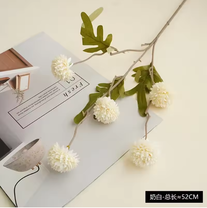 Kunst Pompon Chrysanten Tak – Faux Zijde Mini Bloemen voor Decoratie