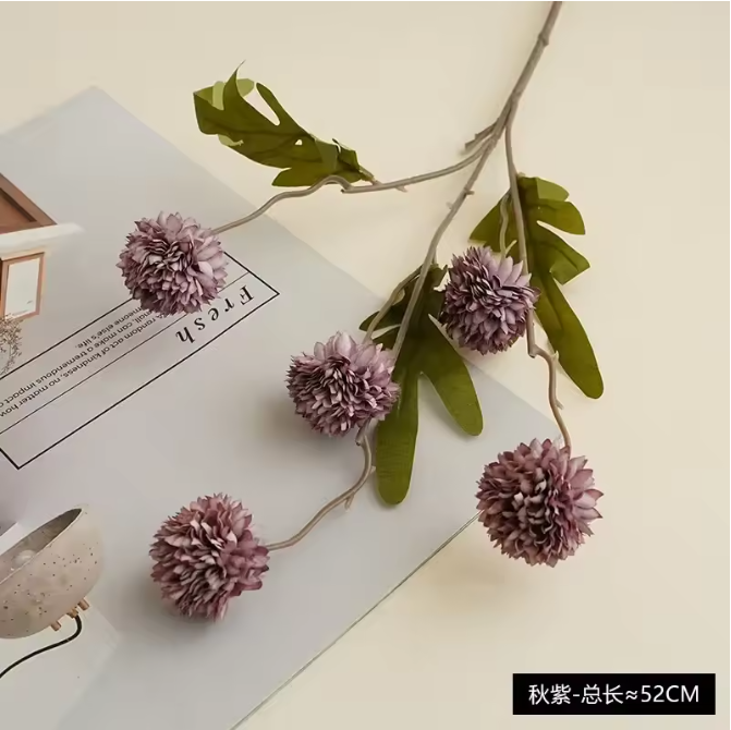 Kunst Pompon Chrysanten Tak – Faux Zijde Mini Bloemen voor Decoratie