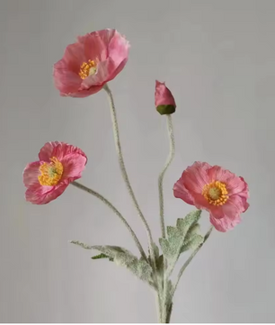 4-Kops Kunstbloemen Boeket Klaproos – Realistische Zijde Bloemen met Buigbare Stelen voor Decoratie