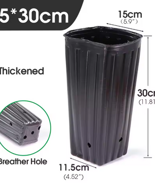 Hoge Vierkante Kweekpotten – Zachte Kunststof Plantenpotten met Drainage voor Zaailingen en Jonge Bomen