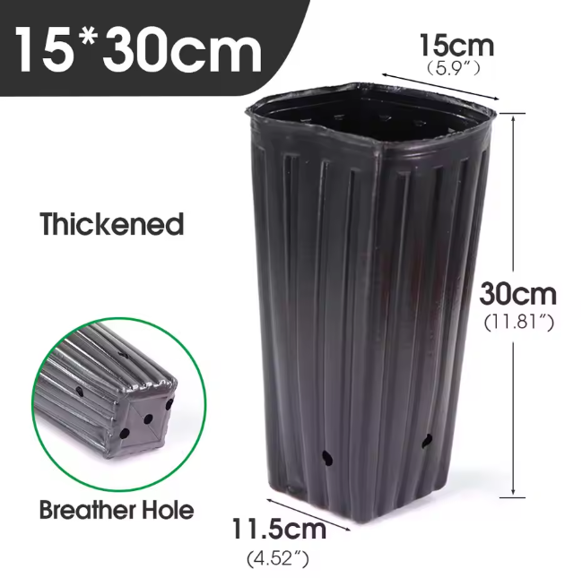 Hoge Vierkante Kweekpotten – Zachte Kunststof Plantenpotten met Drainage voor Zaailingen en Jonge Bomen