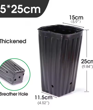 Hoge Vierkante Kweekpotten – Zachte Kunststof Plantenpotten met Drainage voor Zaailingen en Jonge Bomen