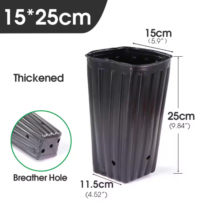 Hoge Vierkante Kweekpotten – Zachte Kunststof Plantenpotten met Drainage voor Zaailingen en Jonge Bomen