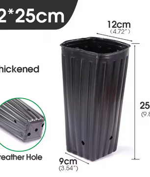 Hoge Vierkante Kweekpotten – Zachte Kunststof Plantenpotten met Drainage voor Zaailingen en Jonge Bomen