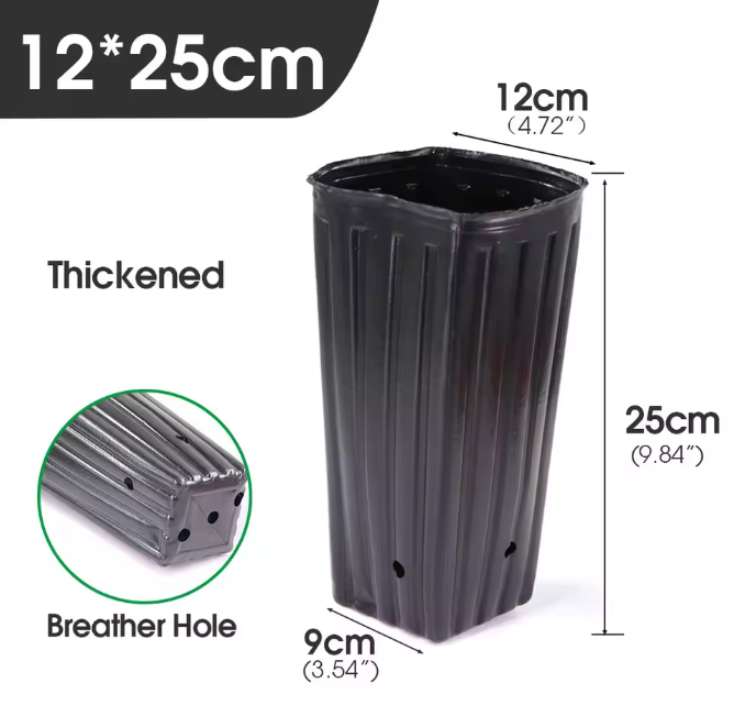 Hoge Vierkante Kweekpotten – Zachte Kunststof Plantenpotten met Drainage voor Zaailingen en Jonge Bomen