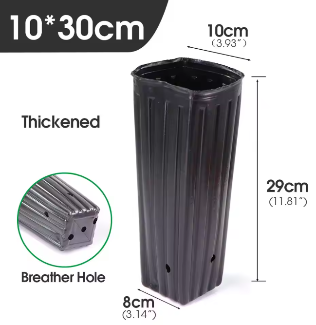 Hoge Vierkante Kweekpotten – Zachte Kunststof Plantenpotten met Drainage voor Zaailingen en Jonge Bomen