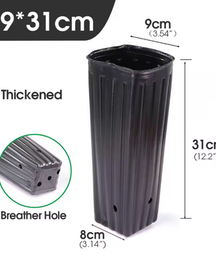 Hoge Vierkante Kweekpotten – Zachte Kunststof Plantenpotten met Drainage voor Zaailingen en Jonge Bomen