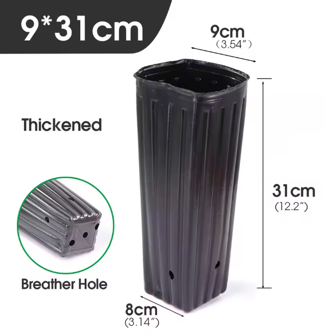 Hoge Vierkante Kweekpotten – Zachte Kunststof Plantenpotten met Drainage voor Zaailingen en Jonge Bomen