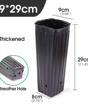 Hoge Vierkante Kweekpotten – Zachte Kunststof Plantenpotten met Drainage voor Zaailingen en Jonge Bomen