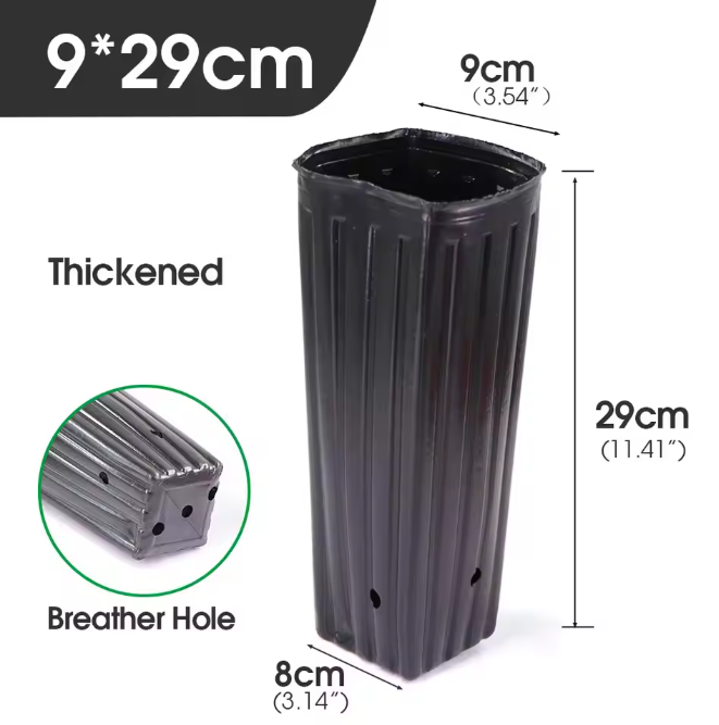 Hoge Vierkante Kweekpotten – Zachte Kunststof Plantenpotten met Drainage voor Zaailingen en Jonge Bomen