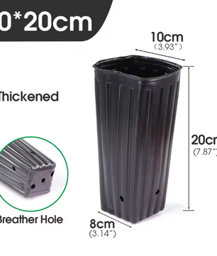 Hoge Vierkante Kweekpotten – Zachte Kunststof Plantenpotten met Drainage voor Zaailingen en Jonge Bomen