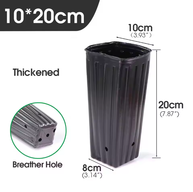 Hoge Vierkante Kweekpotten – Zachte Kunststof Plantenpotten met Drainage voor Zaailingen en Jonge Bomen