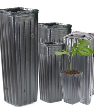 Hoge Vierkante Kweekpotten – Zachte Kunststof Plantenpotten met Drainage voor Zaailingen en Jonge Bomen