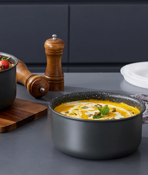 Steelpannenset met Antiaanbaklaag – 3 Pannen met Afneembare Handgreep en Deksels