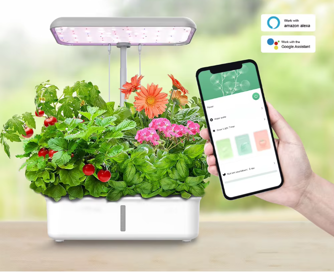 WiFi Hydrocultuur Kweeksysteem met LED Groeilicht – Slimme Indoor Kruidentuin met 14 Plantplaatsen