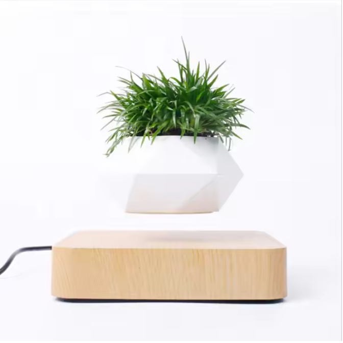 Zwevende Bonsai Bloempot met Magnetische Levitatie – Roterende Drijvende Plantenpot voor Bureau en Interieur