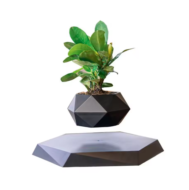 Zwevende Bonsai Bloempot met Magnetische Levitatie – Roterende Drijvende Plantenpot voor Bureau en Interieur