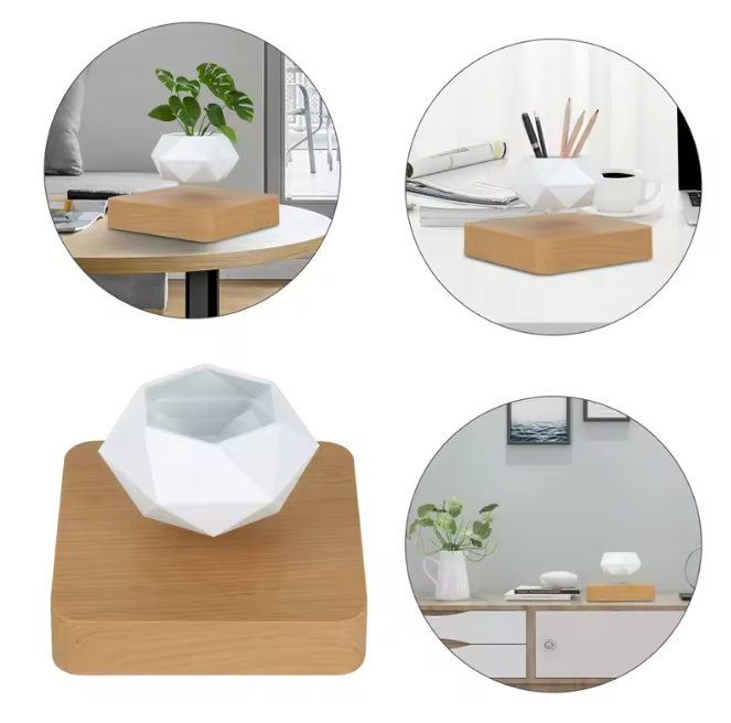 Zwevende Bonsai Bloempot met Magnetische Levitatie – Roterende Drijvende Plantenpot voor Bureau en Interieur