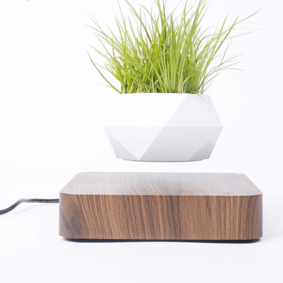 Zwevende Bonsai Bloempot met Magnetische Levitatie – Roterende Drijvende Plantenpot voor Bureau en Interieur