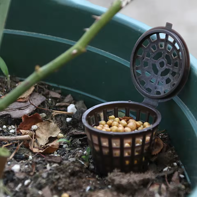 10 Stuks Meststof Manden voor Planten – Kunststof Mestkorf met Deksel voor Orchidee en Bonsai
