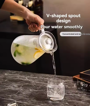 Glazen Waterkan met Deksel – Borosilicaat Glas Karaf voor Warm en Koud Drank