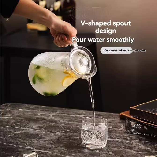 Glazen Waterkan met Deksel – Borosilicaat Glas Karaf voor Warm en Koud Drank