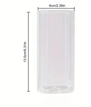 Vierkante Glazen Koffiemok met Deksel en Rietje – Transparante Drinkbeker voor Ijskoffie en Dranken