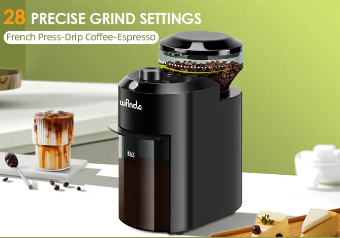 Elektrische Braam Koffiemolen – Conische Koffiebonen Grinder met 28 Maalinstellingen