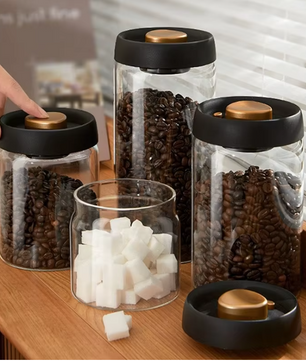 Vacuüm Koffiebonen Opslagpot – Luchtdichte Glazen Voorraadpot met Vacuümpomp