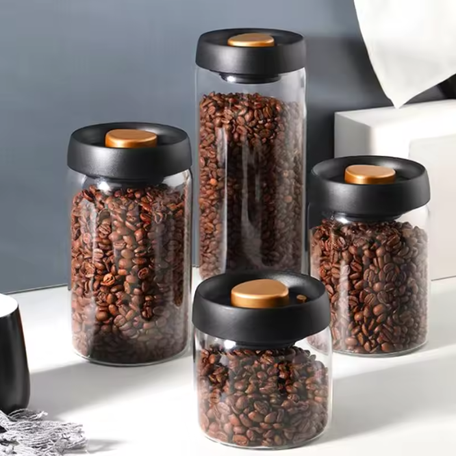 Vacuüm Koffiebonen Opslagpot – Luchtdichte Glazen Voorraadpot met Vacuümpomp